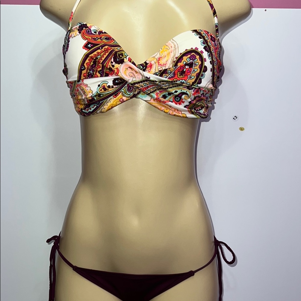 Victoria‎ secret Vibrant   Burgundy  Bikini with Adjustable Straps Fabric zs S